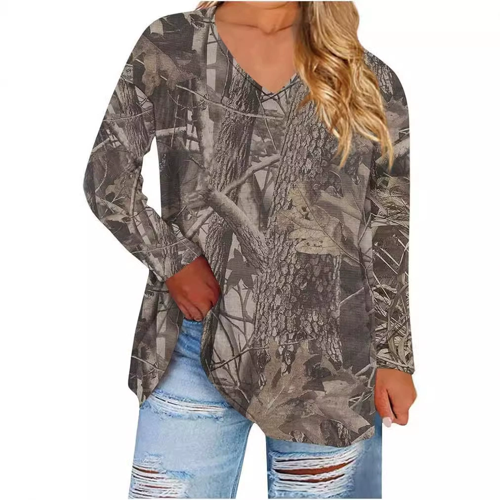 2023 новый Amazon wish европейская и американская V-образная рубашка с длинным рукавом Ретро футболка трансграничная внешняя торговля женская одежда с короткими рукавами