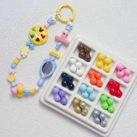 彩色烤漆花生珠叠叠乐diy手作串珠手机链饰品配件散珠挂件彩手链