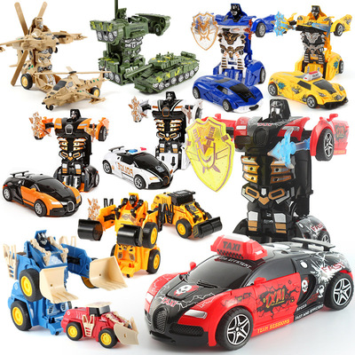 抖音儿童变形惯性车玩具金刚碰撞变形汽车人机器人小男孩玩具