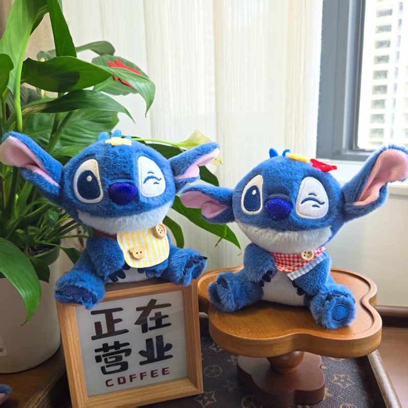 可爱围兜史迪奇星际宝贝卡通毛绒公仔史迪仔挂件钥匙扣玩偶挂饰礼|undefined