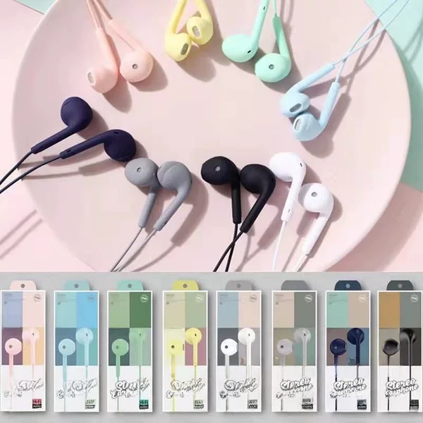 Cross-Border Factory Direct Sales Spot Macaron Wired Headphones In-Ear Suitable for Apple Android Huawei Wired Headphones
