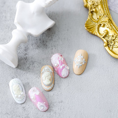 Iron-Foreign 5D Thin & Flexible Nail Stickers, New Process Back-Glue Design, Pro-Grade Relief Style from the Rococo Era, Model TS524