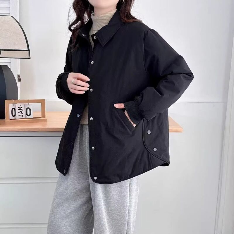 Polar Fleece New Women's Autumn and Winter New Lightweight Fleece Jacket Casual Lapel Small Cotton Coat Loose Jacket Shirt