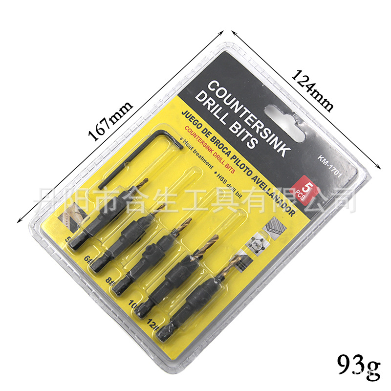 Carpintería abridor de agujero traje tornillo hexagonal herramienta de hardware taladro avellanado taladro de cono taladro de perforación de fresado