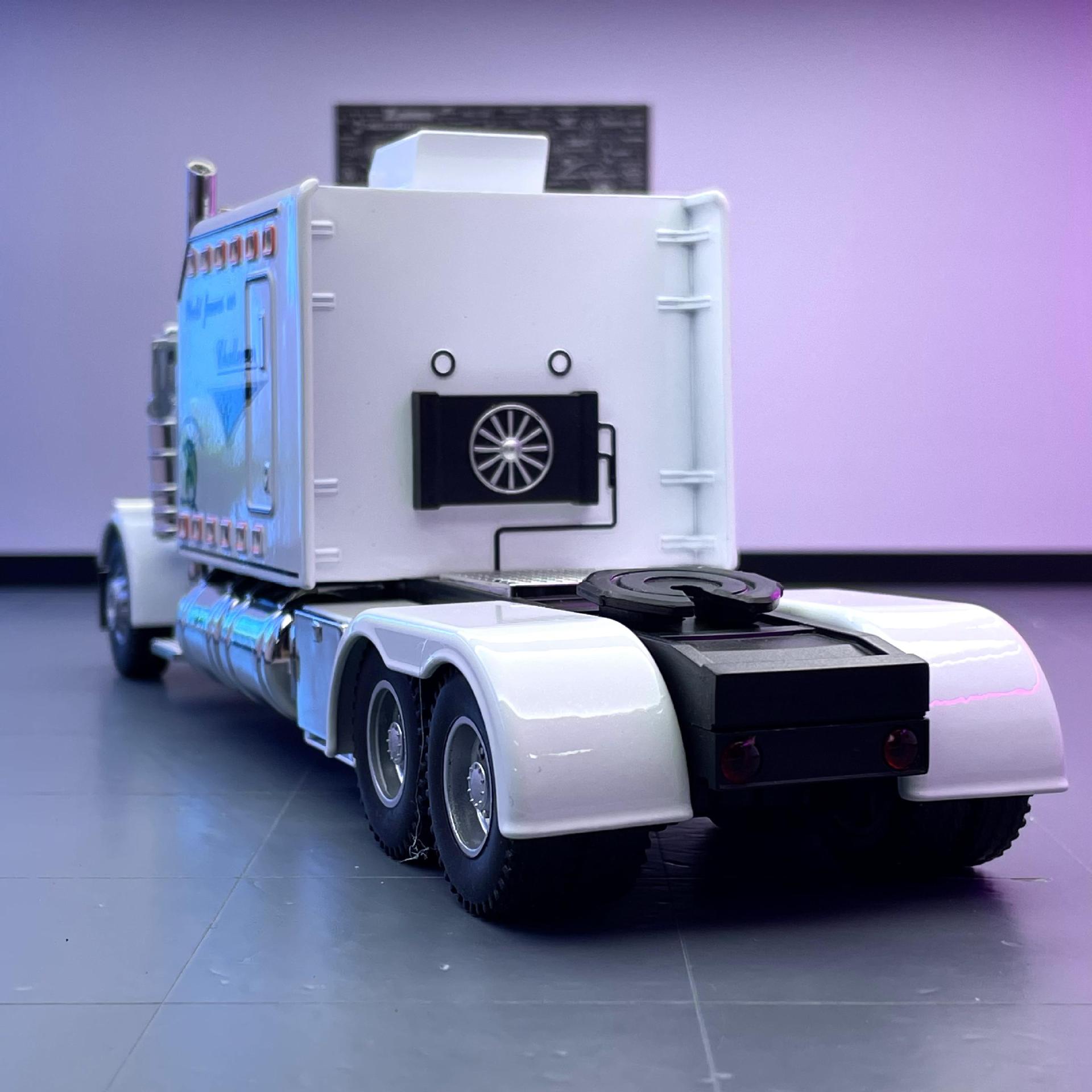 Zhiguan modelo de coche de aleación 1:24 Peterbilt 389 American drag cabeza pull back sonido y luz modelo de coche de juguete adornos