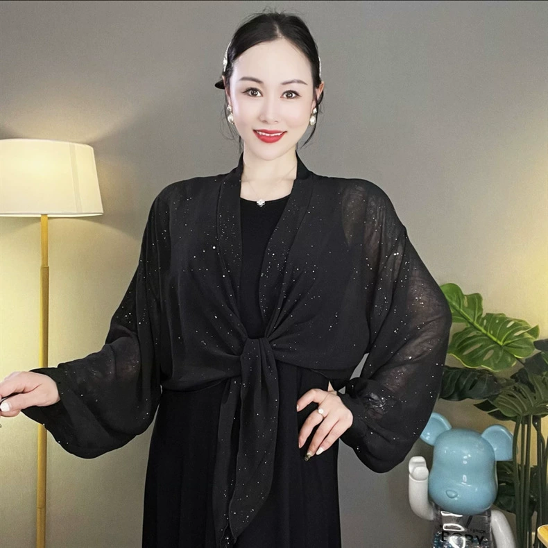 Звездное небо, плащ, шифоновые ногти sequins, одежда солнцезащитная для лета, тонкий модный универсальный длинный рукав