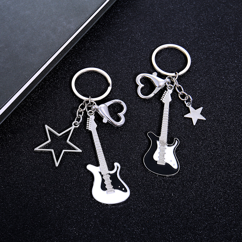 速卖通热卖y2y辣妹电吉它他星星挂件高档电镀保色底油钥匙扣挂饰