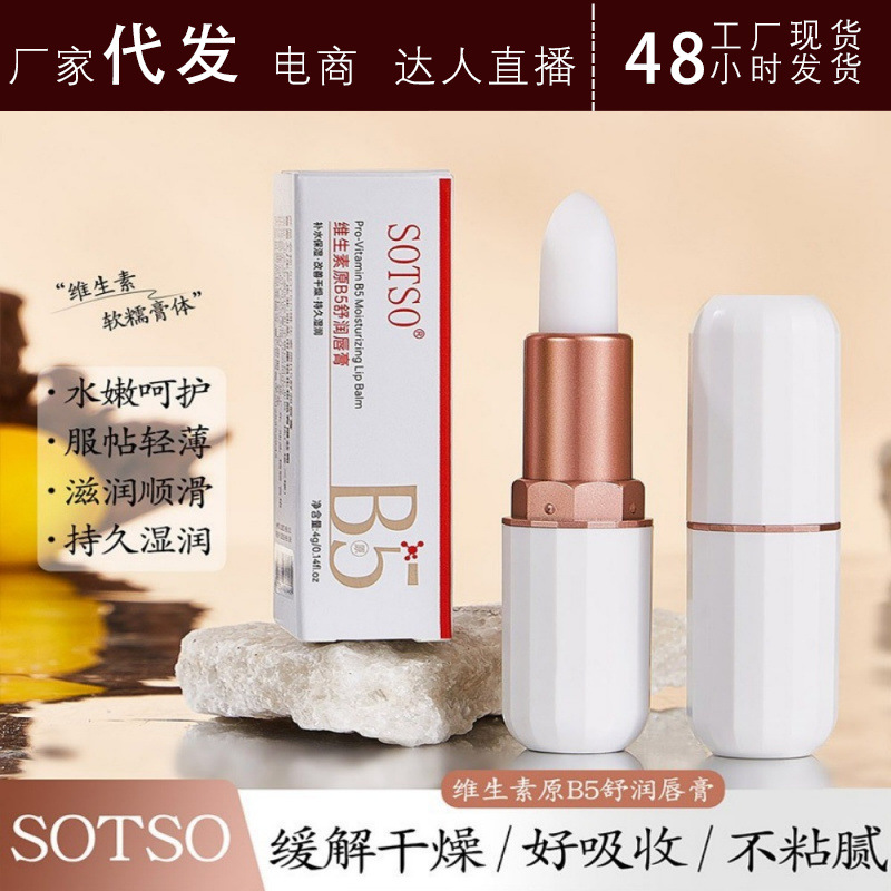 SOTSO维生素原B5舒润唇膏保湿补水滋润唇纹润唇膏批抖店代发