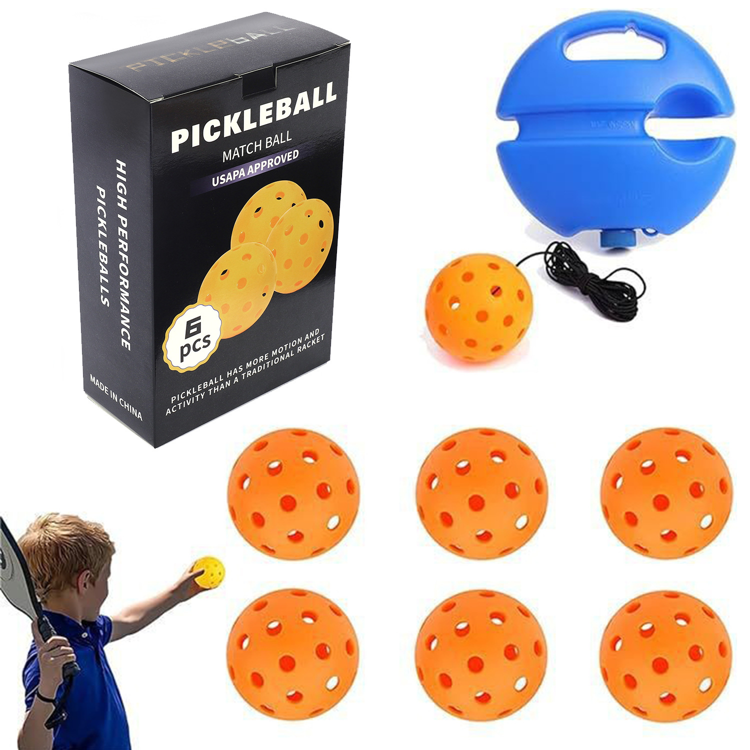 Entrenador de bolas de pico único 40 hoyos PE Bola de agujero elástico alto principiante práctica Pickleball base de inyección de agua