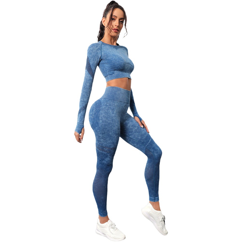 Nuevo lavado esmerilado color sólido yoga traje de alta elástico transpirable cadera pantalones elevación desmontable deportes fitness ropa interior para las mujeres