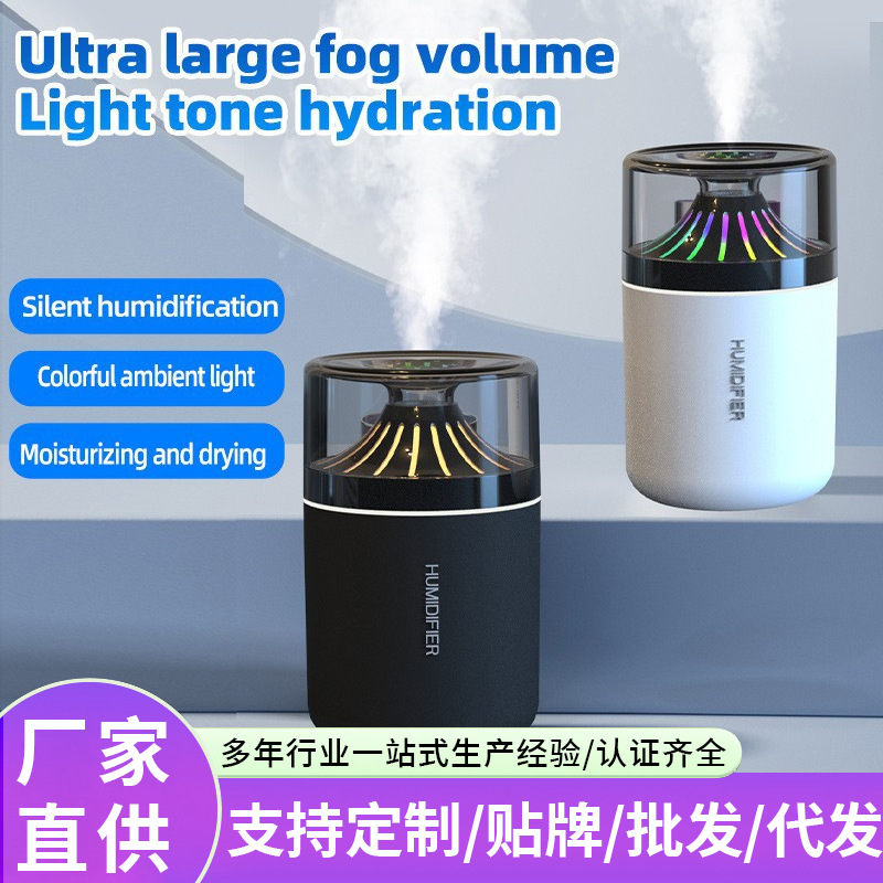 Cross-Border Colorful Humidifier, Hydrating, Home Bedroom Atmosphere Light, Heavy Fog, Desktop Portable Mini Car-Mounted Multicolor