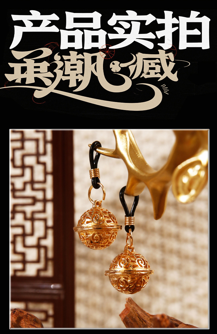Gold Bell Nipple Clamps with Silicone Tips for Adult Sensory Play — detail image 26