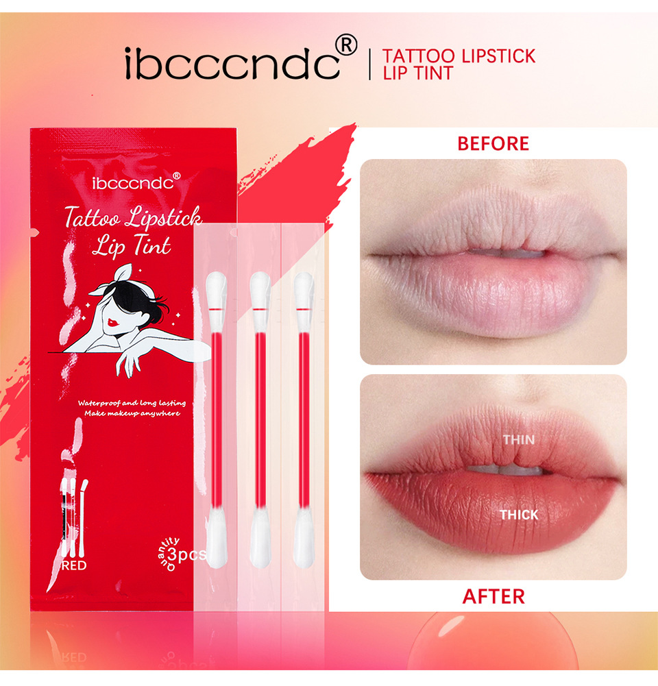 ibcccndc's new 3-pack pocket cotton swab lip gloss velvet matte portable cotton swab lipstick undefined