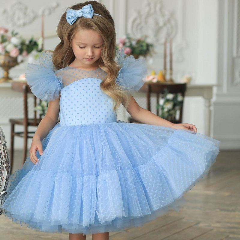 Cross-Border Wish Girls' Dress Cute Party Piano Performance Dress Mid-Length Sleeveless Ball Gown Children's Princess Dress