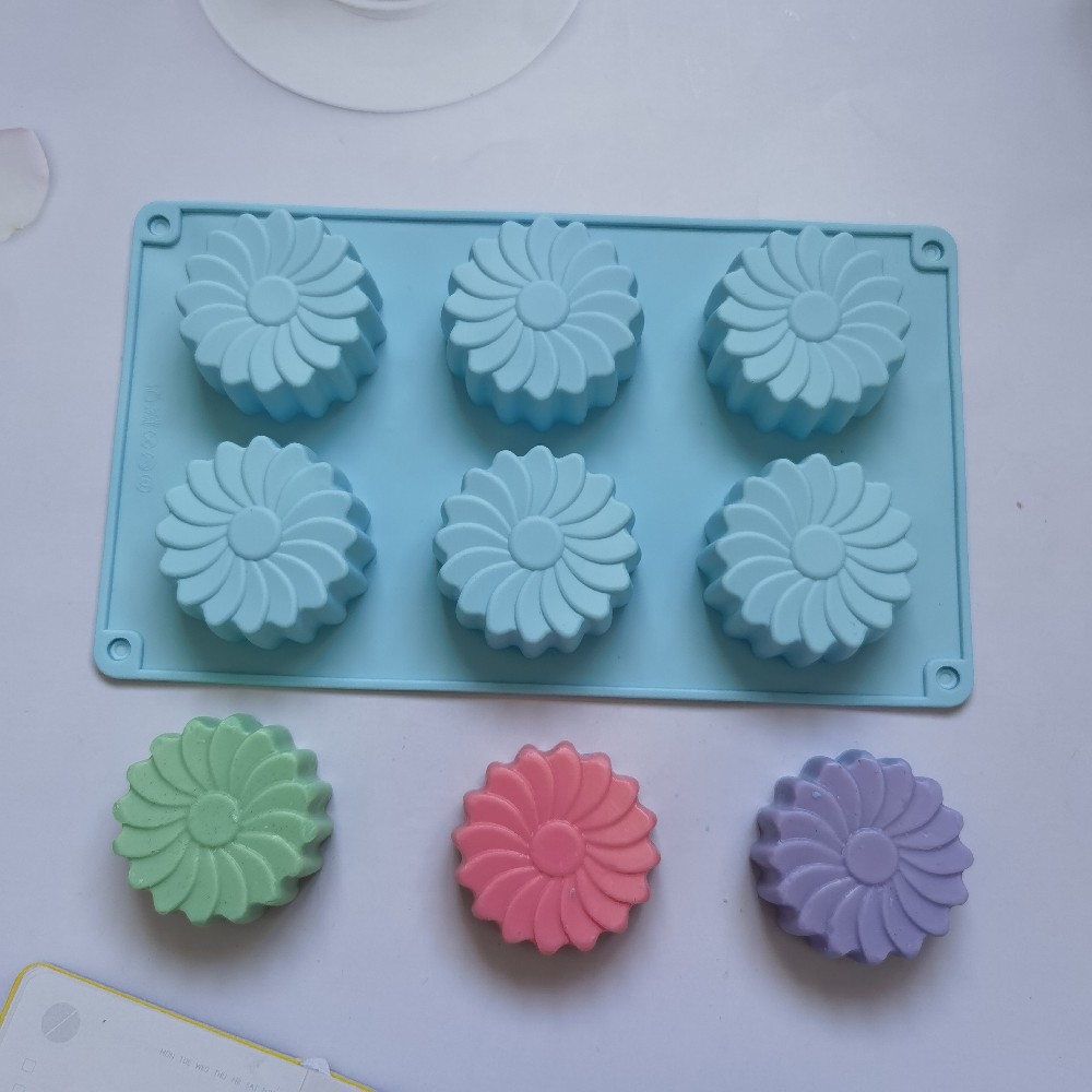 6连太阳花118蛋糕布丁甜点模具肥皂烘焙用具蓝