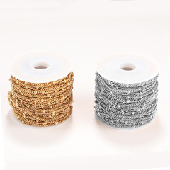 Color-protecting vacuum electroplating 18K gold stainless steel side body clasp pearl chain spacer twist chain DIY jewelry chain wholesale 