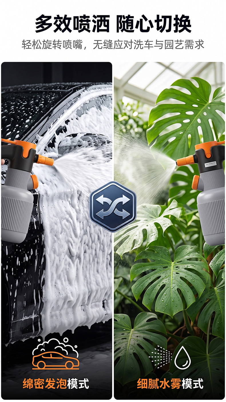 Electric car wash foam sprayer, household car wash liquid foaming sprayer, high-pressure sprayer tool, pressure-boosting, cross-border