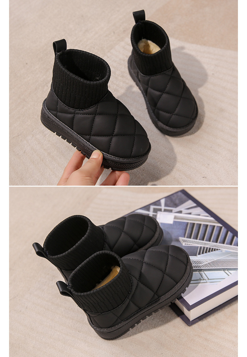 Stivali da neve per bambini Scarpe da bambino semplici in cotone autunno e inverno da bambina con piedini in velluto Stivali corti caldi da bambino_voghion.com