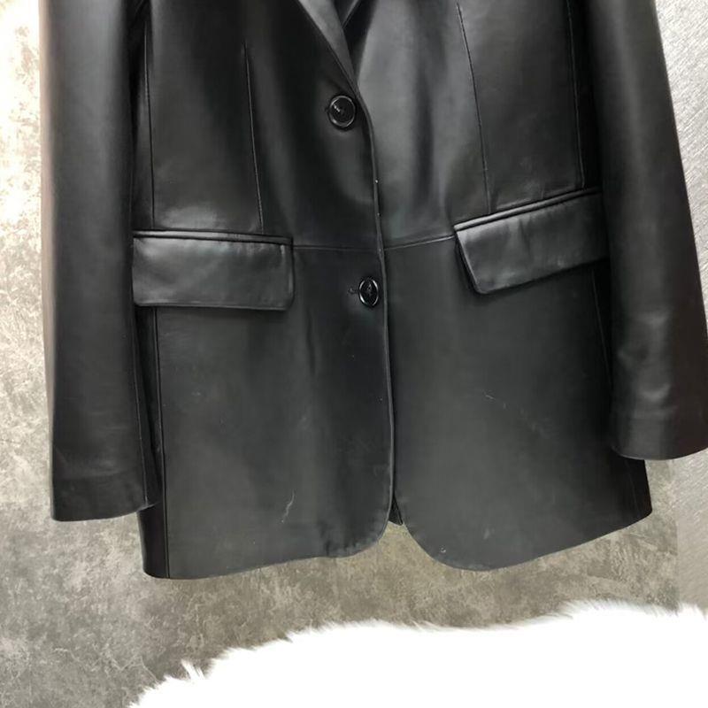 不裂皮西服皮衣2025新款气质简约中长款休闲西装外套|undefined