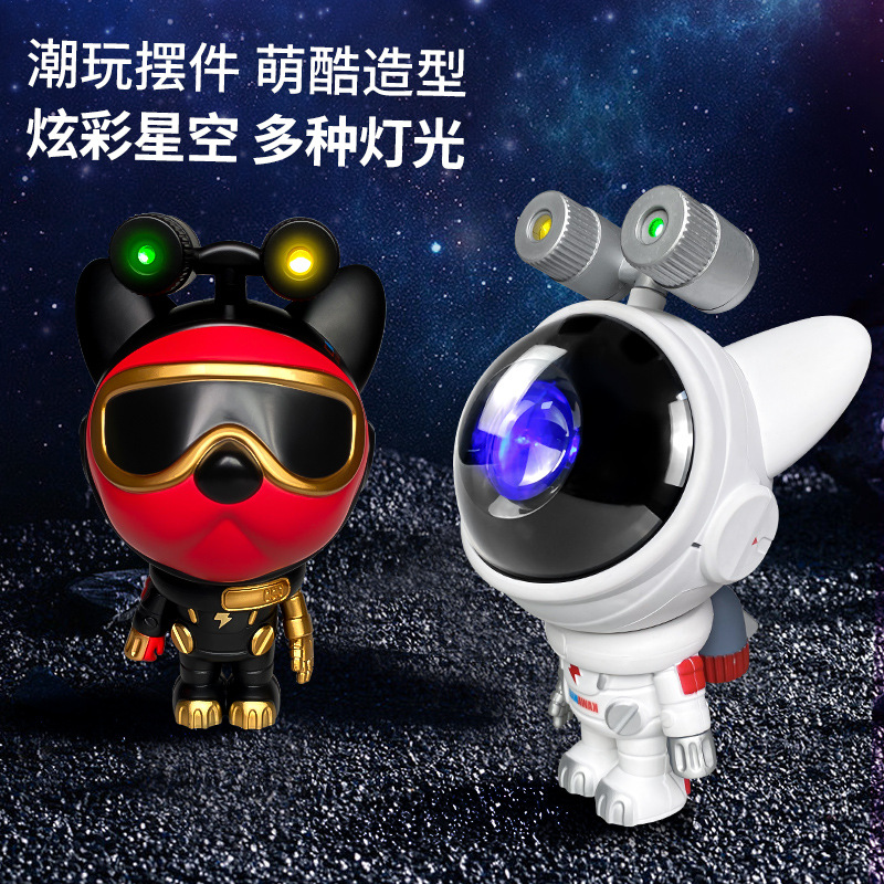 Lámpara proyector de perro cielo estrellado transfronterizo, lámpara de astronauta de atmósfera aurora, proyector de música bluetooth, luz nocturna brillante