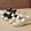 Summer sandals for leisure, high footwear platform with velcro, 2020, European style