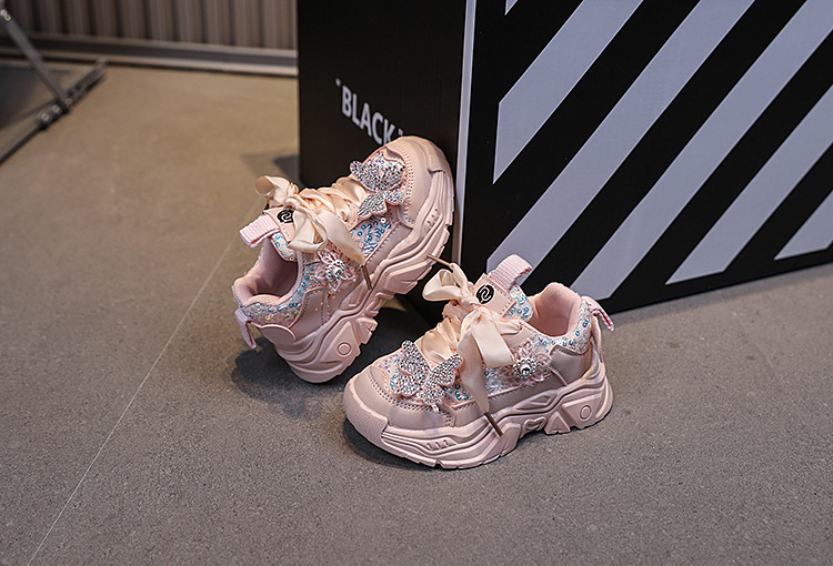 Girls Princess Sneakers With Soft Sole And Sequin Butterfly_voghion.com