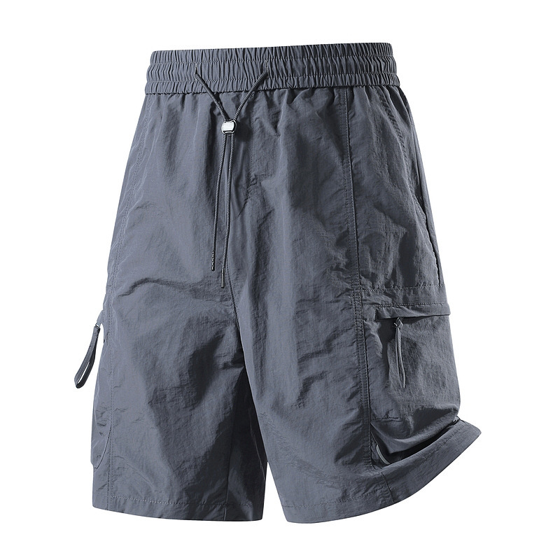 Men's Five-Point Shorts Outdoor Beach Cargo Pants Woven Drawstring Running Sports Pants Casual Mid-Length Pants