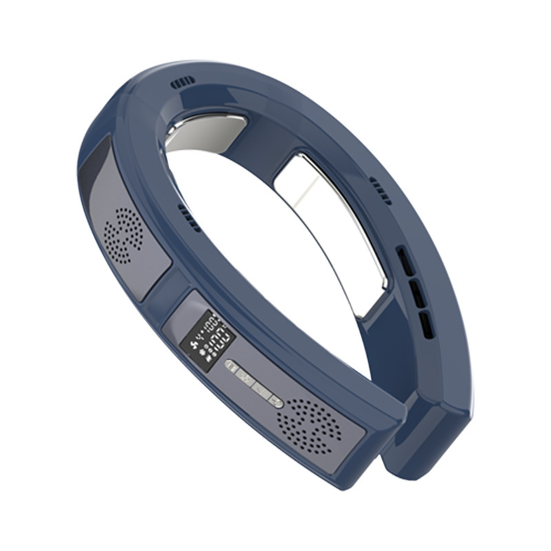 2024 ventilador de cuello colgante de refrigeración transfronteriza usb mini portátil colgante de cuello recargable pantalla digital ventilador de verano al aire libre