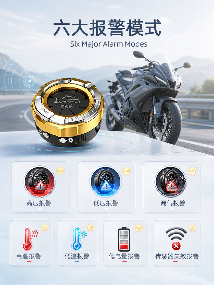 T02 Cross-Border Mini Portable Motorcycle Tire Pressure Monitor, High-Precision External Installation Tire Inspection Device Without Tire Removal
