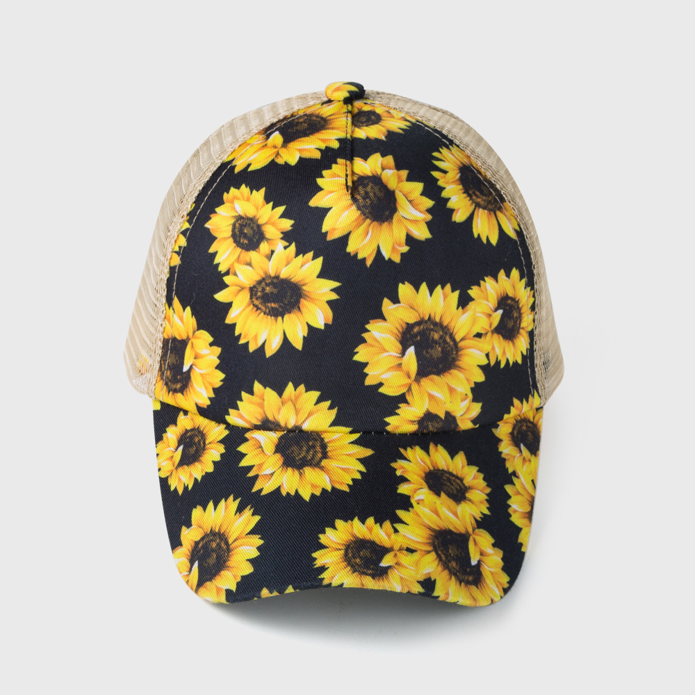 New Style Baseball Cap Men And Women Fashion Print Sunflower Mesh Hat display picture 6