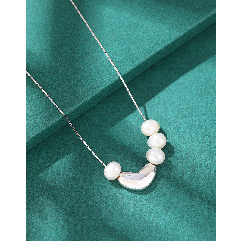 925 plata esterlina amor collar de perlas de agua dulce mujer verano lujo ligero nicho exquisito inns sensación de alto nivel cadena de collar cadena clavícula