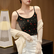 #260g精梳纯棉# 印花吊带背心女夏外穿性感辣妹短款内搭无袖上衣
