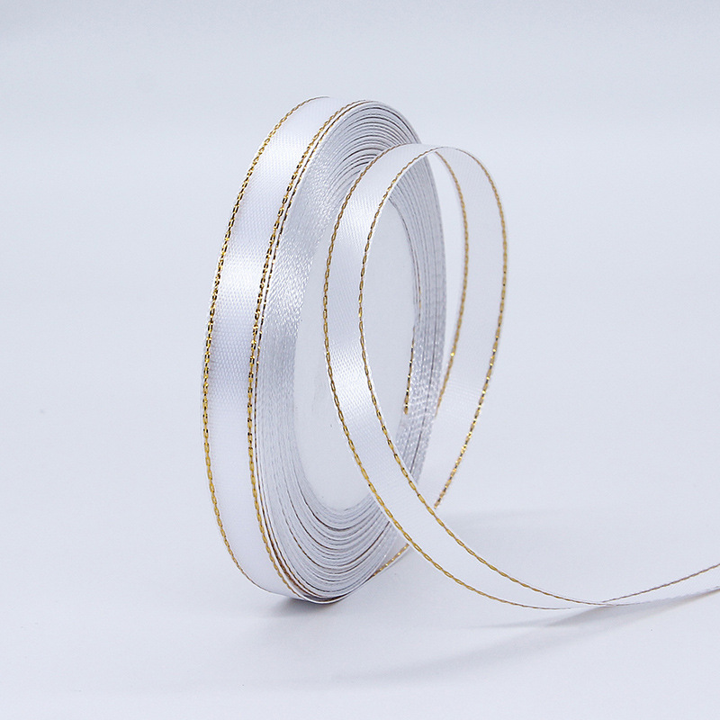 Fábrica al por mayor 1cm borde dorado cinta caja de regalo embalaje cinta headwear accesorios Ropa Accesorios cinta en stock