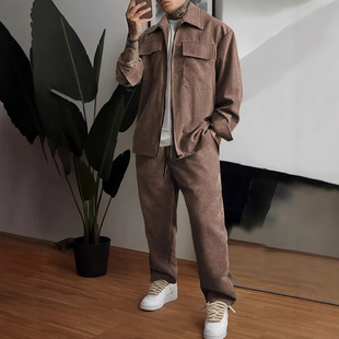 For temu shein Amazon cross-border foreign trade men's long sleeve lapel shirt trousers casual suit