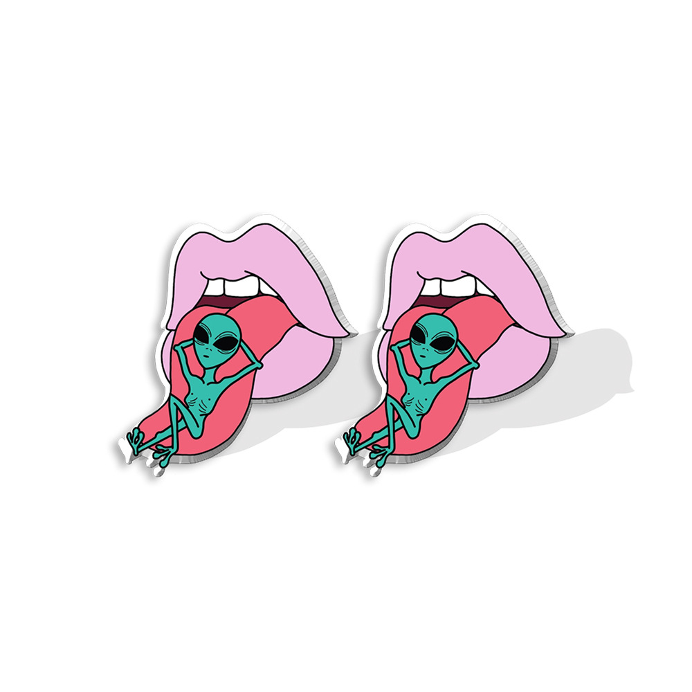 Fashion Alien Plastic Resin Epoxy Women's Ear Studs 1 Pair display picture 2