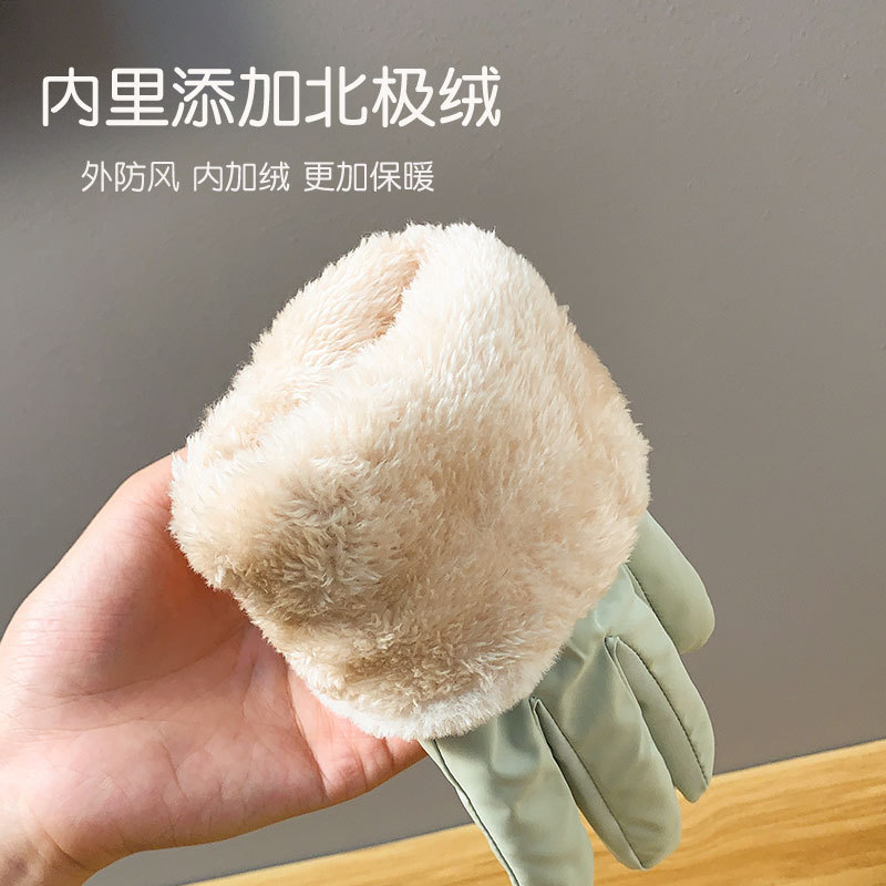 跨境新款秋冬季时尚保暖手套加绒开车可触屏防滑防水水晶绒手套|undefined