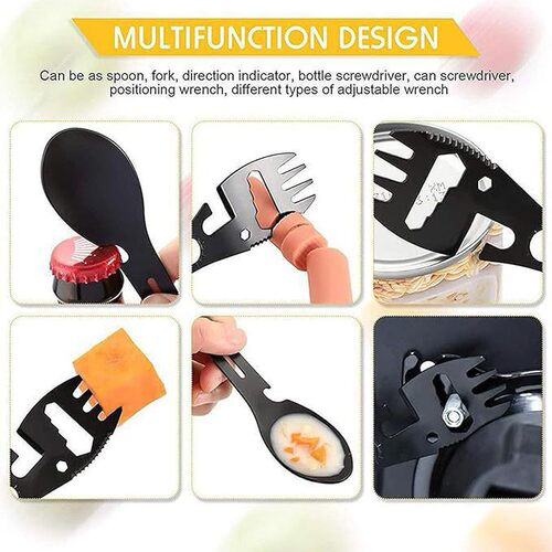 New model cross-border 10-in-1 multi-functional outdoor camping survival fork spoon kitchen multi-purpose wrench bottle opener spoon
