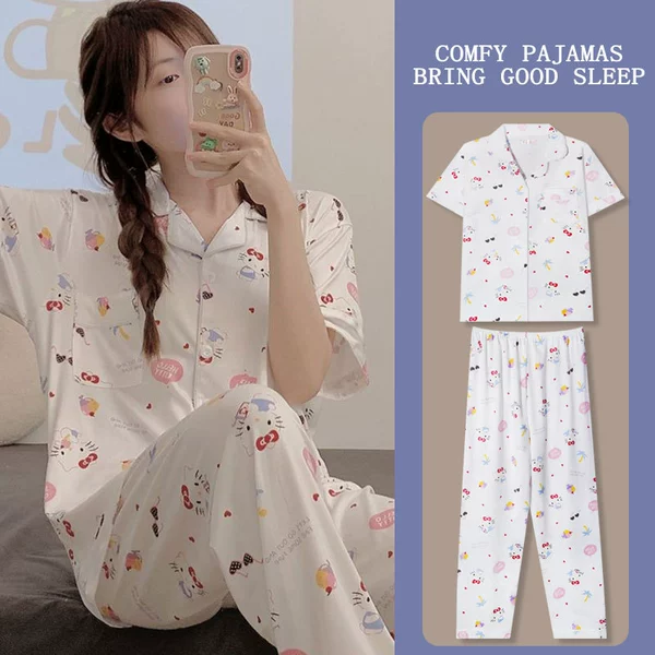 D.M-57 Short-length white Katie cat cardigan