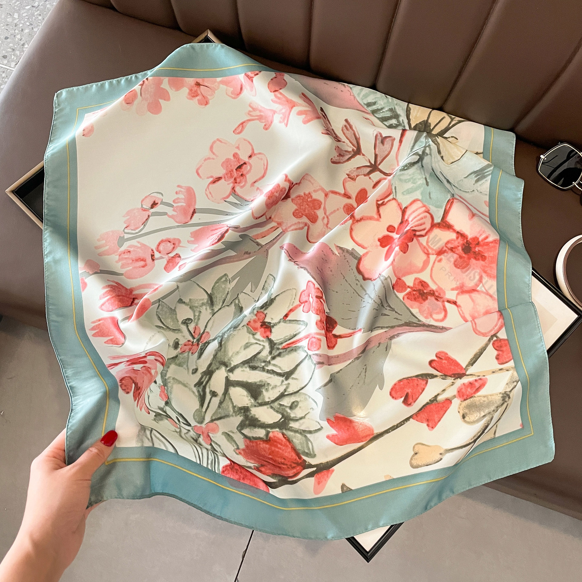 62g Weight Silk Scarf Classification Holiday, Daily Occasion Polyester Material Flower Pattern Spring&Summer Season Women's Gender Elegant, Korean Style Style Women's Elegant Korean Style Flower Polyester Silk Scarf 16