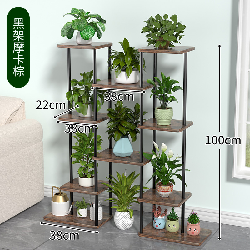 Estante de flores transfronterizo soporte vegetal de varias capas tabique de hierro de piso a techo soporte de maceta de Sala de estar interior soporte de maceta image 6