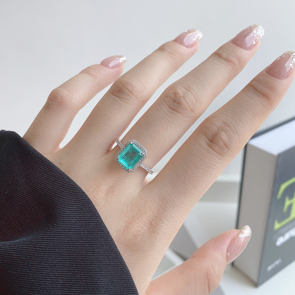 Fashion Geometric Sterling Silver Inlay Zircon Rings 1 Piece