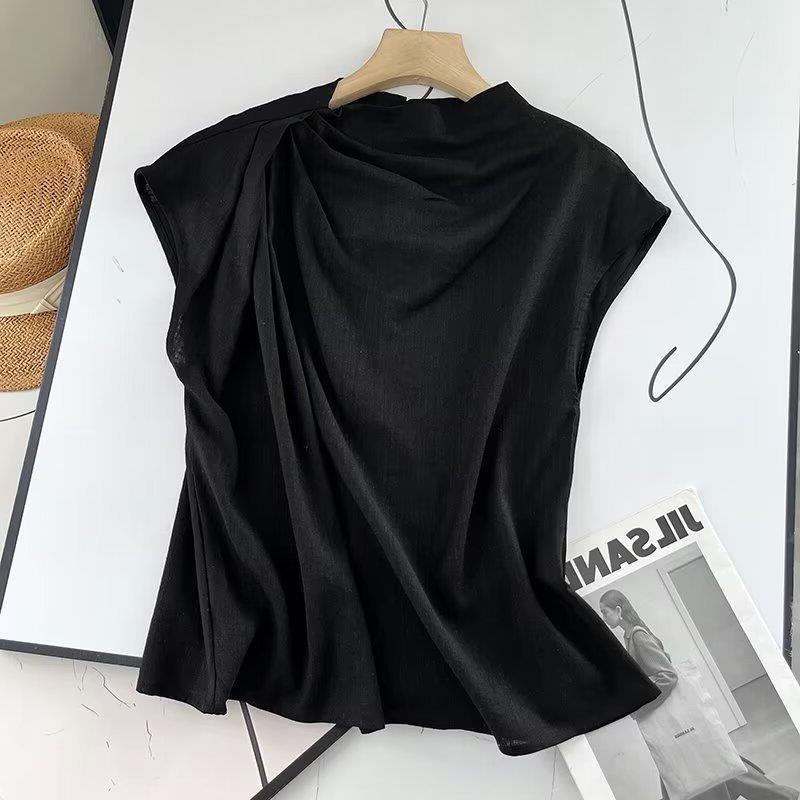 Bm&Md&Za New Summer Women's Shoulder Pleated Design Elegant Shirt Top 05122530800