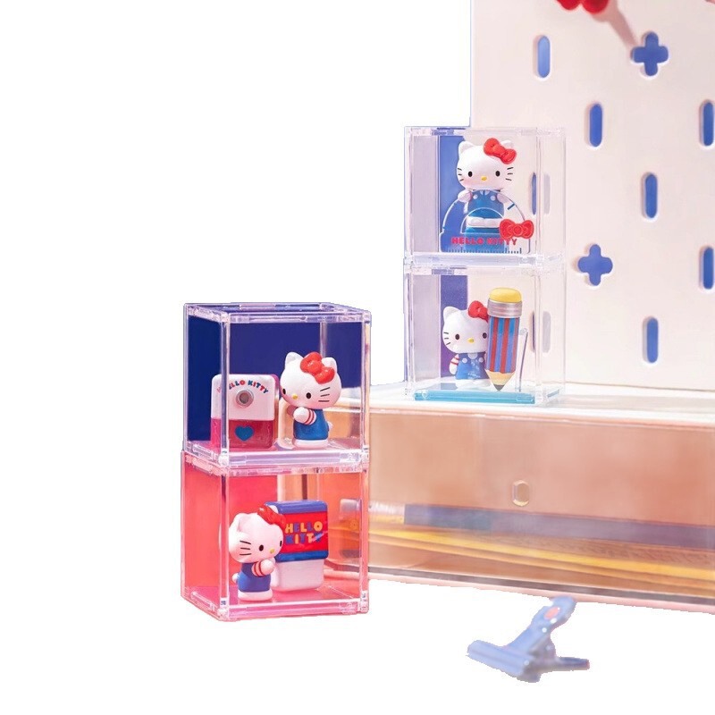 ハローキティ面白い文具シリーズマイクロボックスかわいいアニメーション周辺フィギュアデスクトップ装飾品人形ギフト|undefined