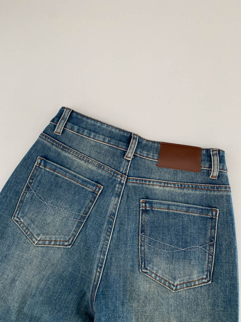 GAGD retro blue four-sided elastic slim nine-inch jeans for women, Korean style, high-waisted, slimming, slightly flared jeans pic 24