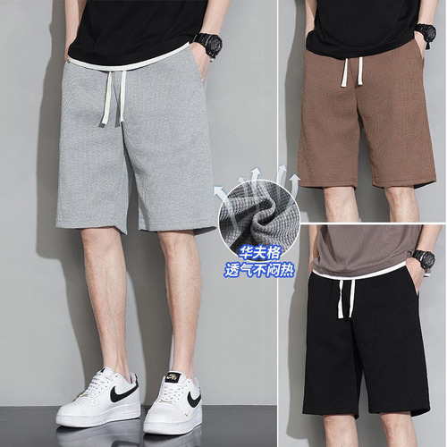 Men's Wafer Short Shorts Summer Thin Casual Streetwear Outerwear Loose Five-Pocket Pants