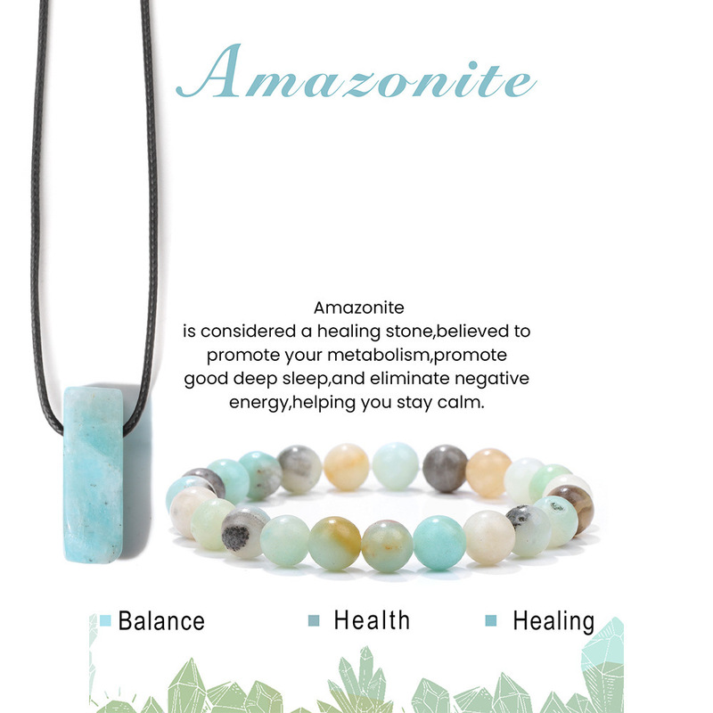 Cross-Border Unisex Irregular Raw Stone Pendant Beaded Bracelet Set Couple Style Rose Quartz Agate Natural Stone Bracelet
