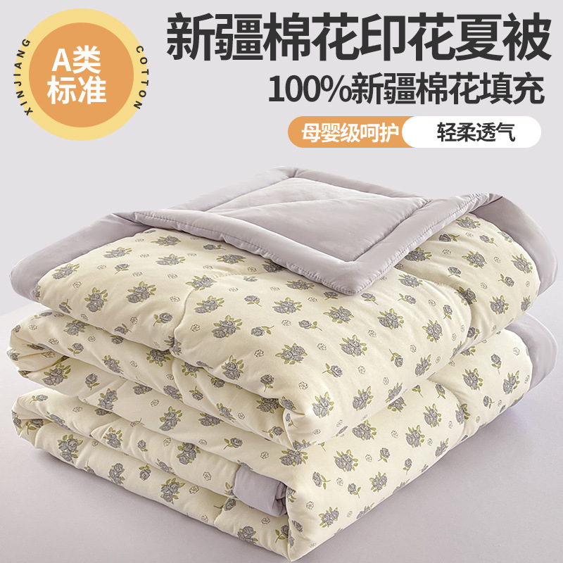 Colcha de verano impresa de clase A, colcha de aire acondicionado, colcha fina de verano, hilo de doble capa, colcha completa simple y doble, se puede lavar a máquina