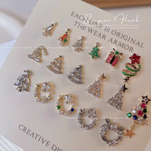 圣诞美甲饰品网红爆闪铃铛花环锆石圣诞树圣诞节珍珠雪花指甲装饰