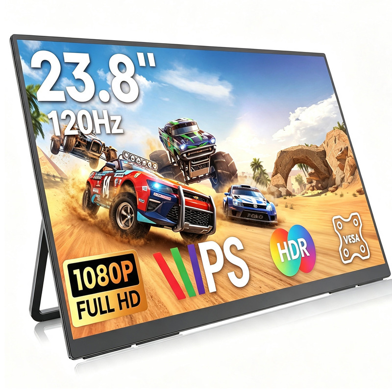 23.8inch Portable Monitor 120Hz FHD VESA External Large Screen for Computer and Gaming