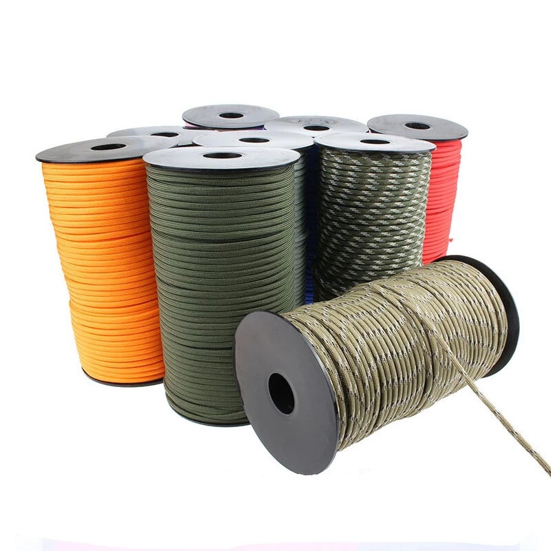 Outdoor 9-core 100-meter polypropylene umbrella rope 550 reel 4mm rescue binding tent rope mountaineering woven traction umbrella rope